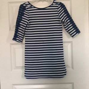 Girls blue striped dress